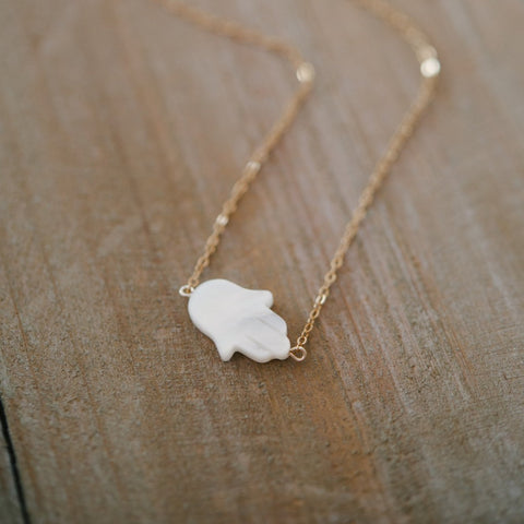 Hamsa Mother of Pearl Necklace