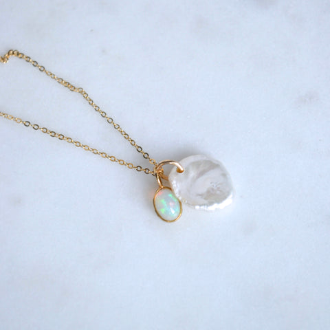 Keishi Pearl & Opal Necklace