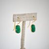 Cushion Cut Drop Earrings - Green Onyx